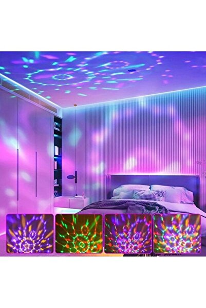 Rabelix Online Marketing Usb Girişli Vantuzlu Rgb 360° Dönen Uzaktan Kumandalı Parti Eğlence Atmosfer Işığı Gece Lambası Disko Topu
