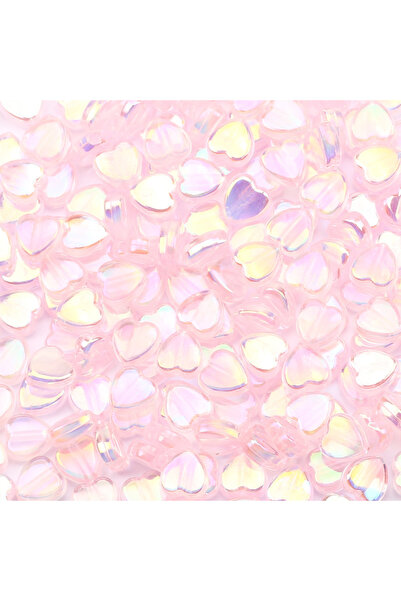 Choice5 100Pcs Pink 100pcs 8mm AB Color Heart Acrylic Beads Transparent Loose...