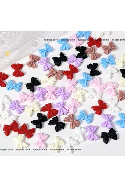 Choice B-Mix-500Pcs 500Pcs/Pack Matte Ribbon Bow Nail Charms - Girls' Press-O...