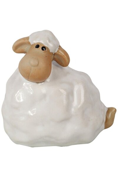 Goliat Figurină decorativă din ceramică, miel, Goliat, albă, 12x11x6.5cm
