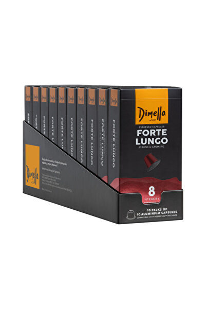 DİMELLO Κιβώτιο Κάψουλες Forte Lungo συμβατές με Μηχανή Nespresso - 100τεμ.