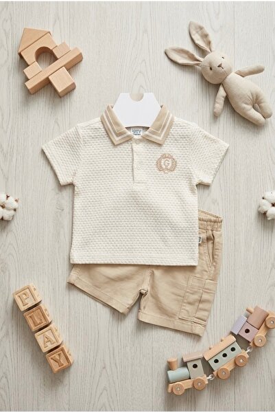Minelia Kids Baby Boy 100% Cotton Polo Collar Knitted Sweatshirt and Jean Sho...