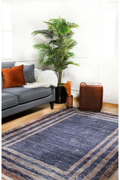 halinet Halı.Net Blue Modern Washable Non-Slip Living Room Carpet Haln-Hln1193