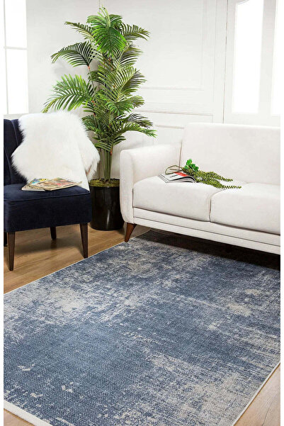 halinet Halı.Net Blue Modern Washable Non-Slip Living Room Carpet Haln-Hln801