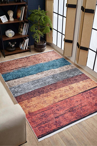 halinet Halı.Net Red Modern Washable Non-Slip Living Room Carpet Haln-Hln2005