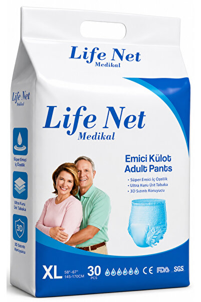 Life Net Medikal Yetişkin Hasta Bezi Külodlu XL Beden Yüksek Emici Bez XLarge...