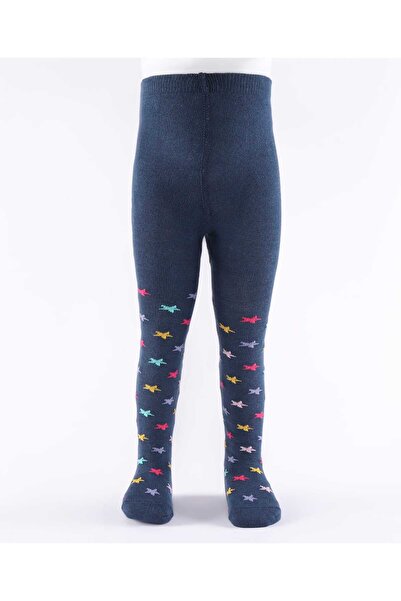Cute Walk by Babyhug Knit Antibacterial Tights with Star Design - Navy
