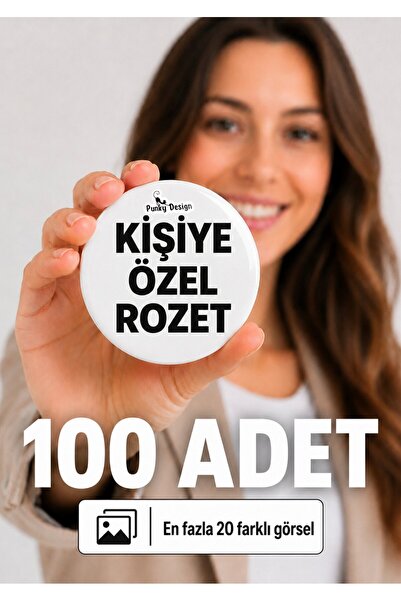 Punky Store 100 Adet Kişiye Özel Rozet Baskı 44 mm Fotoğraflı Logo İsimli Tas...