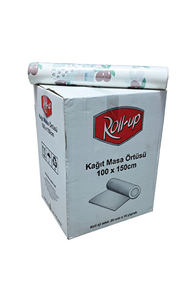Roll-Up Tek Kullanımlık Laminelli Kağıt Masa Örtüsü-Çiçek Desenli-100x150 Cm-...