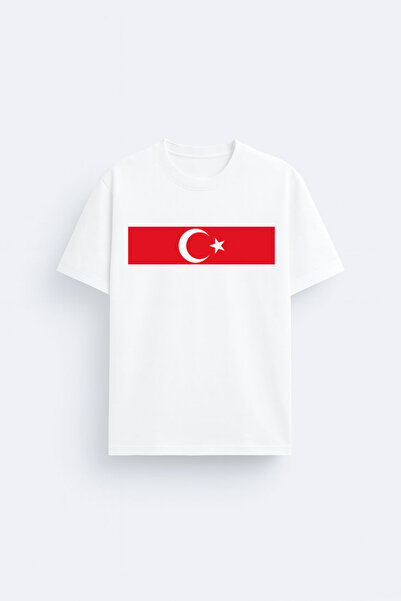 AYDESİGN Tricou alb unisex cu gâtul rotund, cu imprimeu cu steagul echipei na...