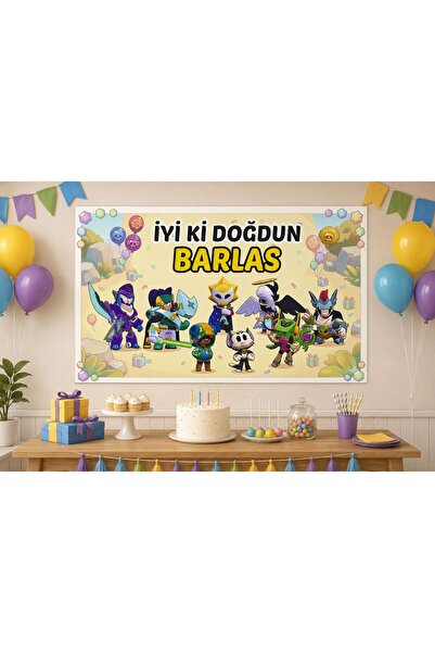 Renkli İzler Kişiye Özel Isimli Brawl Stars Temalı Doğum Günü Afişi Sevimli D...