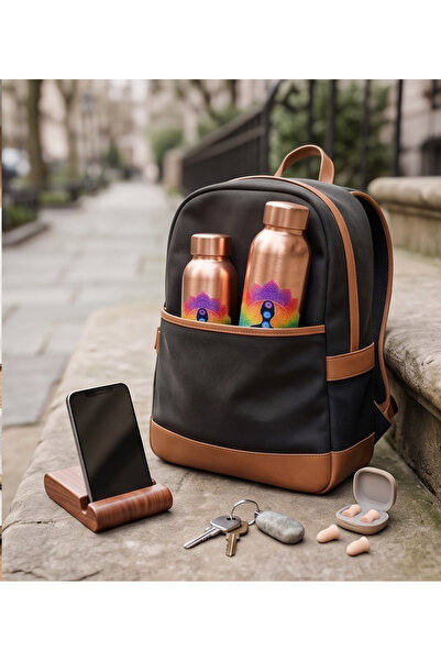 5elements Pure Copper Water Bottle (Pack of 2) – Leak-Proof, BPA-Free Jointless Design for Tamra Jal – Yoga & Meditation Theme for Men & Women (950ml & 400ml)