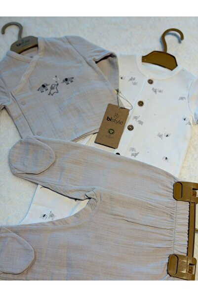 Bistyle Baby Boy 4-Piece Muslin Set - Gots Certified 100% Organic Cotton Musl...