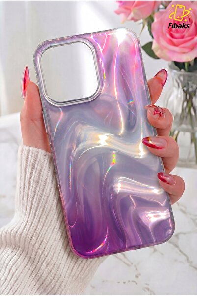 Fibaks iPhone 16 Pro Max Kılıf Rüya Shine Saten Dokulu Renk Geçişli Hologram ...