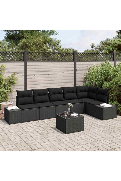 vidaxl Set de canapele pentru gradina cu depozitare Negru poliratan