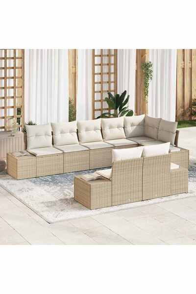 vidaxl Set de canapele pentru gradina 8 pcs Bej È™i crem Rattan poli