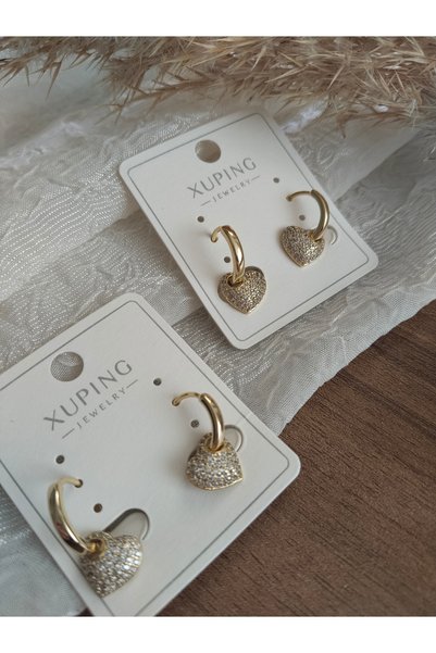 XUPING JEWELRY Xuping Jewelery Heart Dangle Hoop Earrings