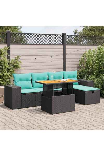 vidaxl Set canapele de gradina cu perne, 6 piese, maro, poliratan