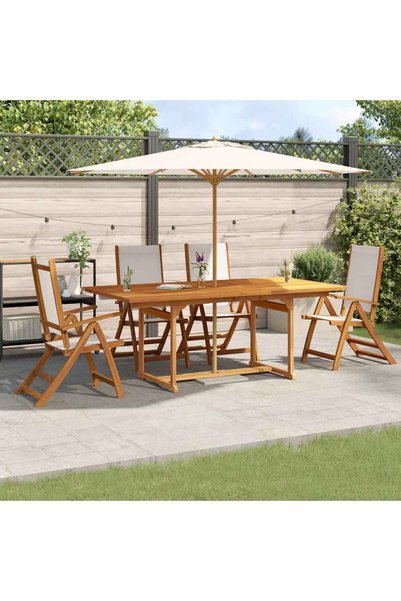 vidaxl Set mobilier de gradina, 5 piese, lemn masiv acacia/textilena