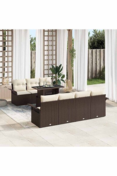 vidaxl Set de canapele pentru gradina cu perna 8 pcs Maro Rattan poli