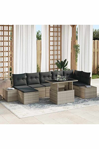 vidaxl Set de canapele pentru gradina 8 pcs Gri deschis Rattan poli
