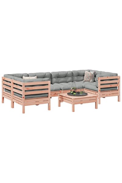 vidaxl Set canapele gradina cu perne, 7 piese, lemn masiv brad douglas