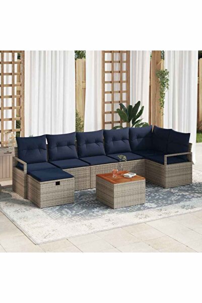 vidaxl Set de canapele pentru gradina cu perna 8 pcs Gri poliratan
