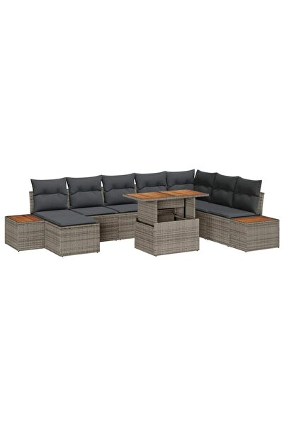 vidaxl Set de canapele pentru gradina 9 pcs Gri Rattan poli
