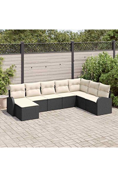 vidaxl Set de canapea cu perna 8 pcs Negru È™i Alb poliratan