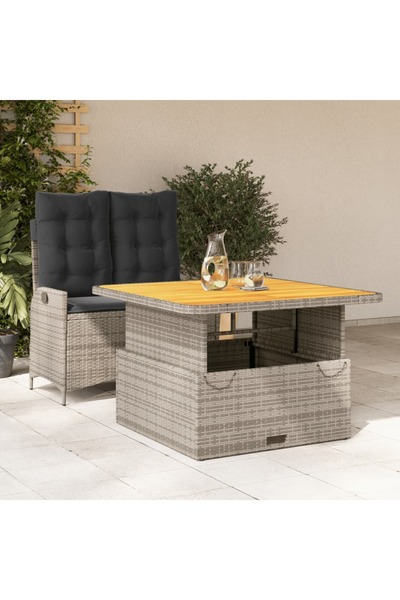 vidaxl Set mobilier de gradina cu perne, 2 piese, gri, poliratan