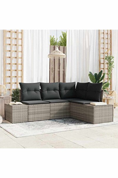 vidaxl Set de canapele pentru gradina 4 pcs Gri deschis poliratan