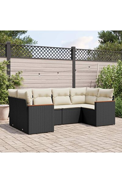 vidaxl Set mobilier de gradina cu perne, 6 piese, negru, poliratan