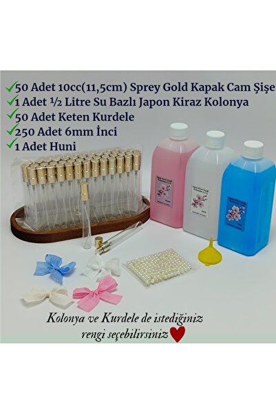 Lameray Sprey 10 CC şişe gold-gümüş kapak 11,5 cm -50 li kişilik-kolonya, kur...