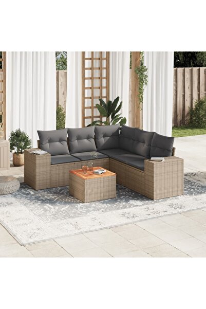 vidaxl Set canapele de gradina cu perne, 6 piese, bej, poliratan