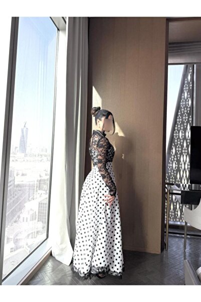 TOP BERLANTY فستان سهرة "فيكتوريا" – مزيج الدانتيل والمنقط (Polka Dot)