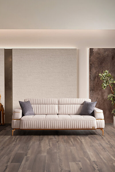İYENA HOME LİVİNG Hilton Mekanizmalı 3'lü Koltuk Krem