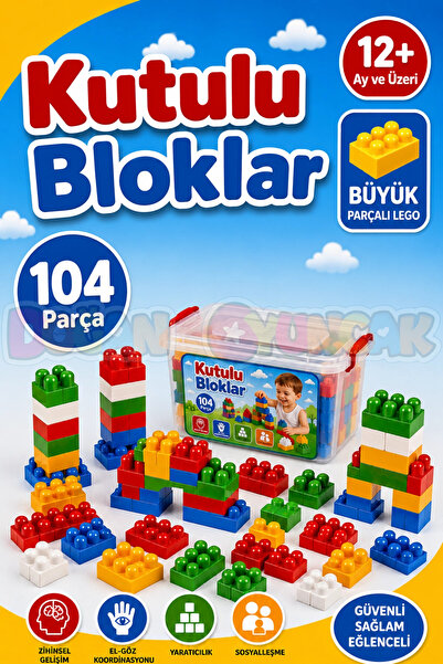 Doğan Oyuncak Dünyası Kutulu Bloklar (104 Parça) - Büyük Parça Lego - Lego Se...