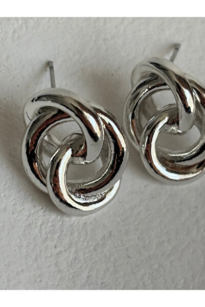 BHR AKSESUAR Silver Color Minimal Earrings (2 cm)