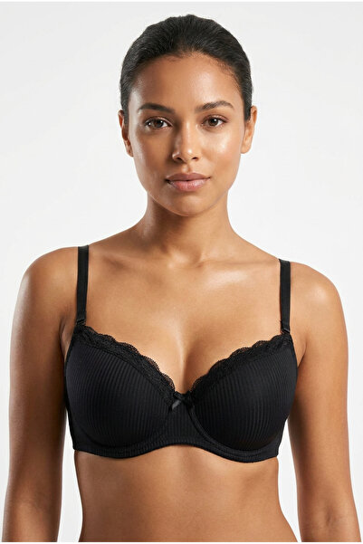 MODA Women's Lace-Detail Striped Padded Bra