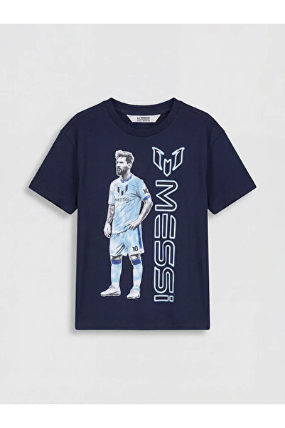 LC Waikiki Tricou pentru băieți cu imprimeu Messi, albastru marin