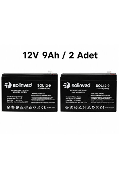 SOLİNVED 12V 9Ah Kuru Tip Akü (2 Adet)