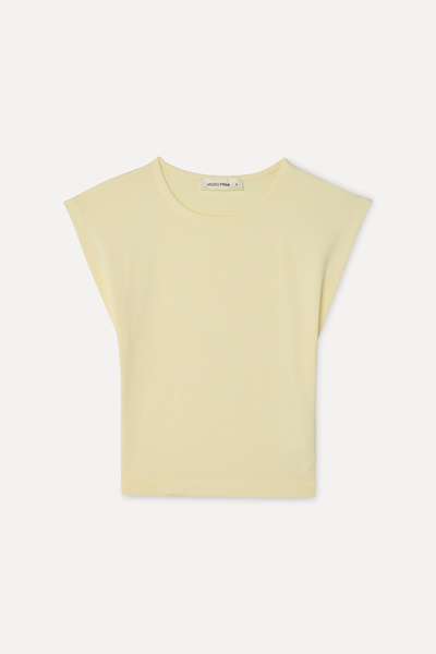 Mudo Women's Yellow Fitted Crew Neck Sleeveless T-Shirt