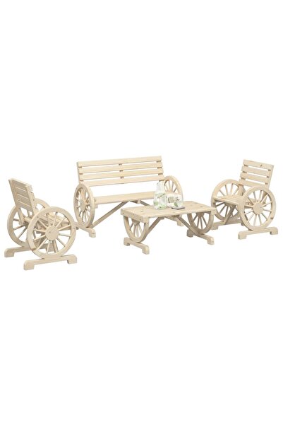 vidaxl Set mobilier de gradina, 4 piese, lemn masiv de brad
