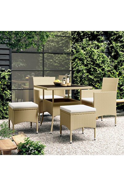 Concept Set mobilier de grădină, 5 piese, bej, poliratan