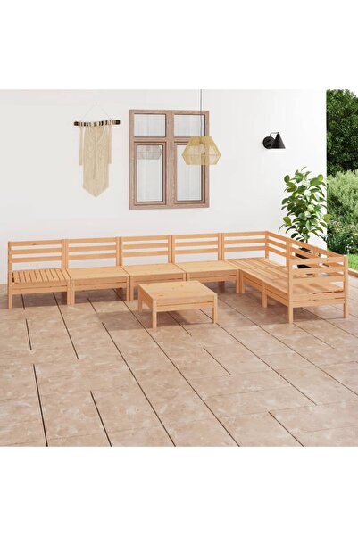 vidaxl Set mobilier de gradina, 8 piese, lemn masiv de pin