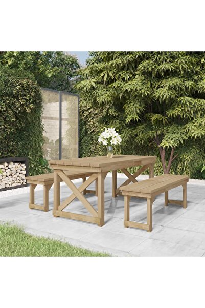 vidaxl Set mobilier de gradina, 3 piese, lemn de pin tratat