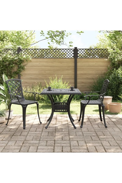 vidaxl Set mobilier bistro, 3 piese, negru, aluminiu turnat
