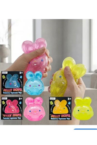 SHOP LIKE A PRO Iepuras Squishy cu Sclipici 7.5 cm, Jucarie Antistres Sensori...