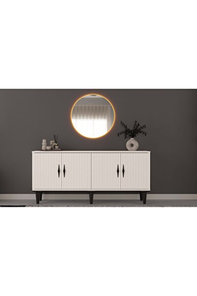 miracool Lale Konsol & Led Işıklı Ayna Dahil / Çok Amaçlı Dolap / Komple MDF