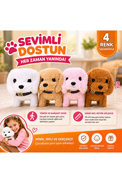 Retoys Sevimli Peluş Yürüyen Köpek Sesli Zıp Zıp Modeli 15 Cm (Renk Seçenekli)